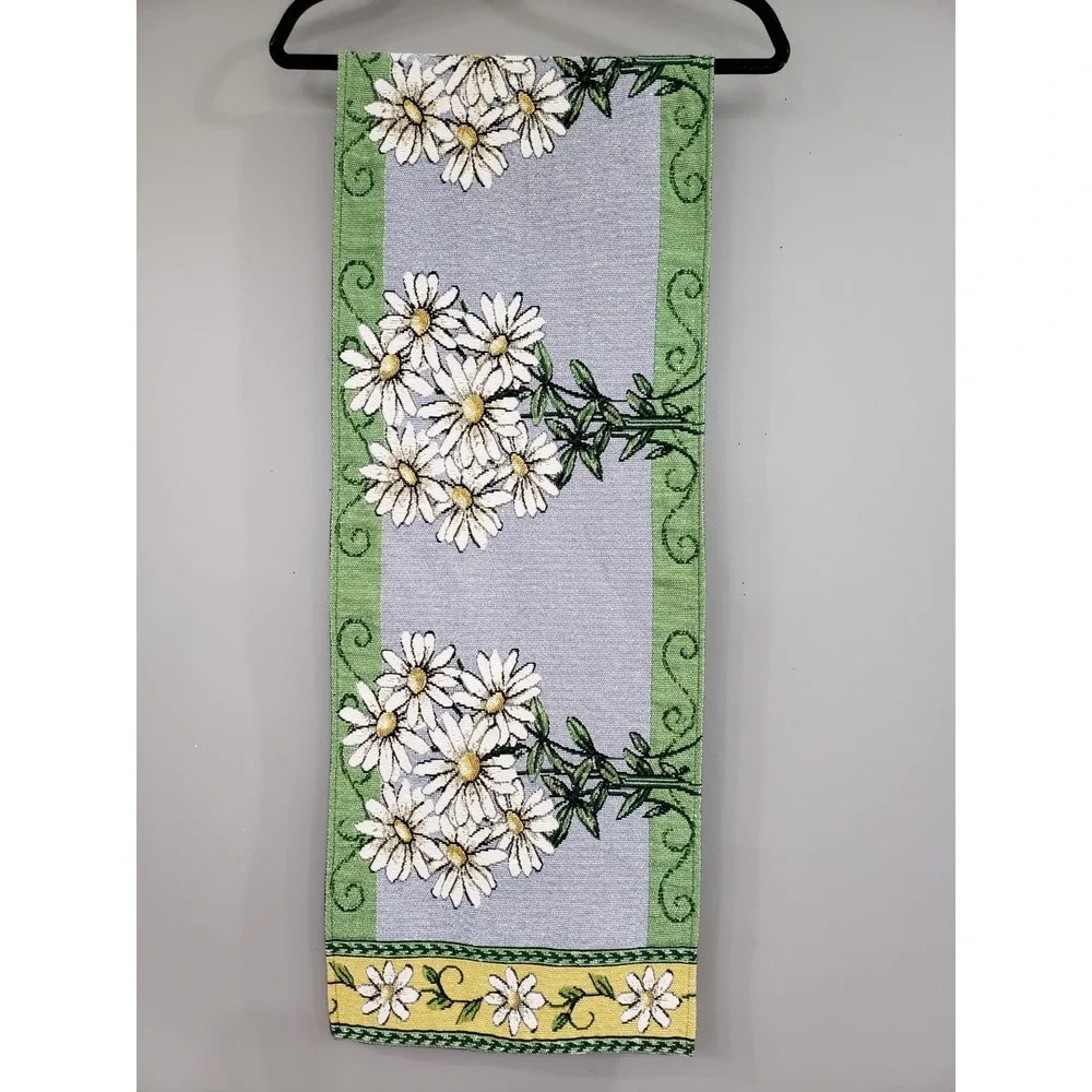 Jacquard Tapestry Table Runner Sunflowers Floral garden cottagecore whimsical